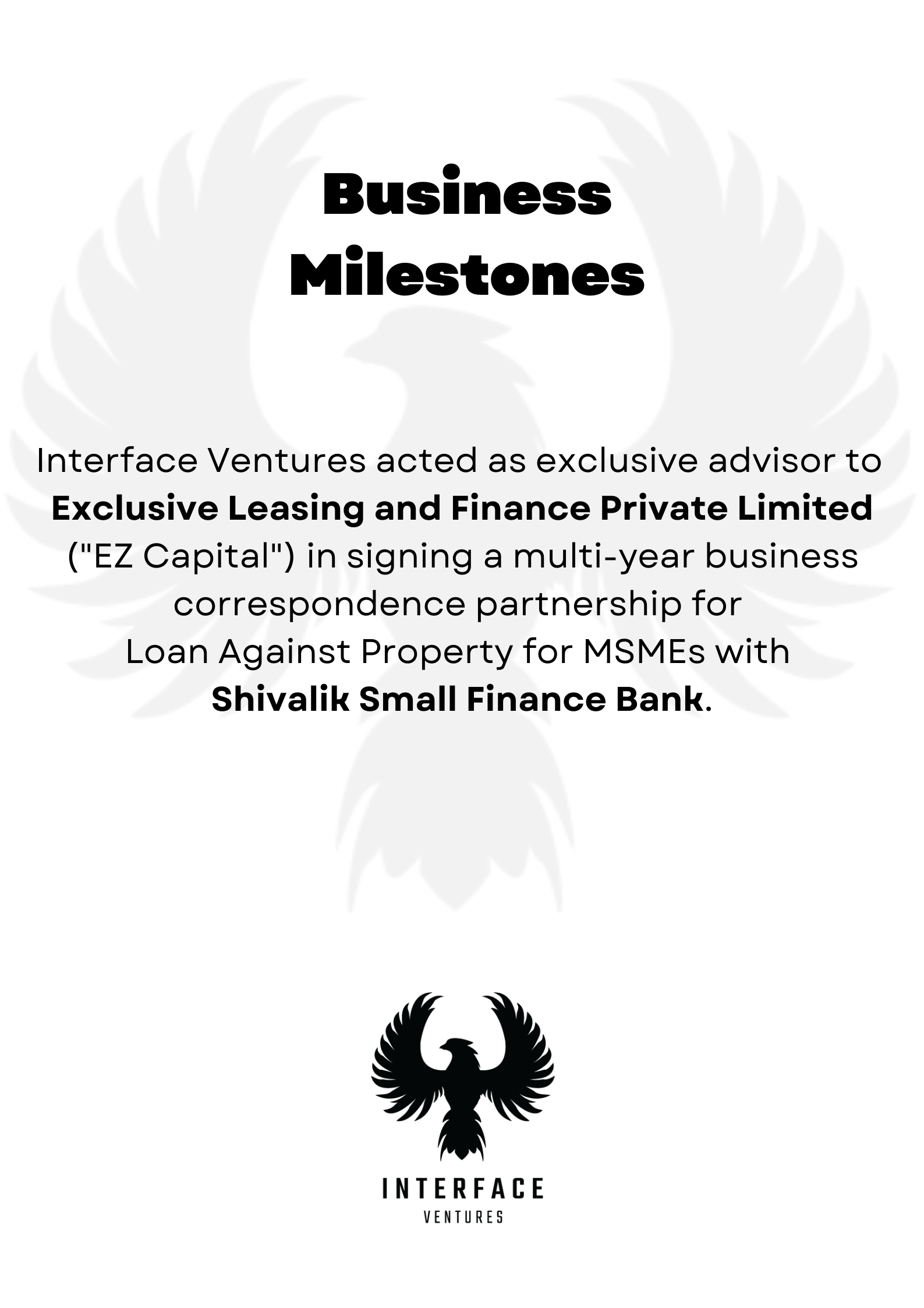 interface ventures milestones